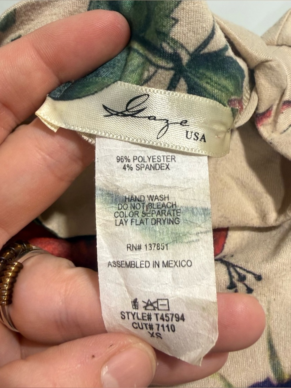 Vintage Y2K Floral Mock Neck Top‎ XS Fitted Stretch Garden Print - Picture 5 of 7